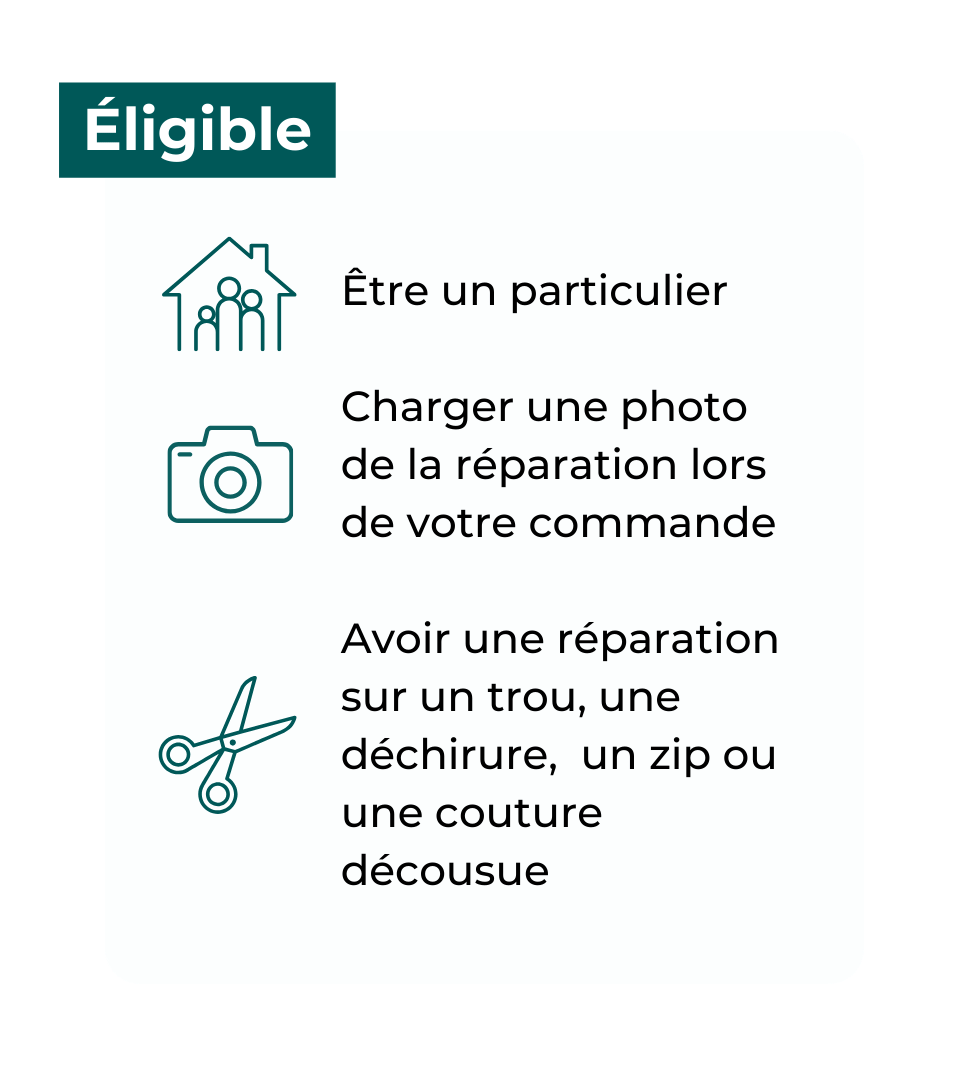 Schéma avec les conditions pour être éligible au Bonus Réparation 