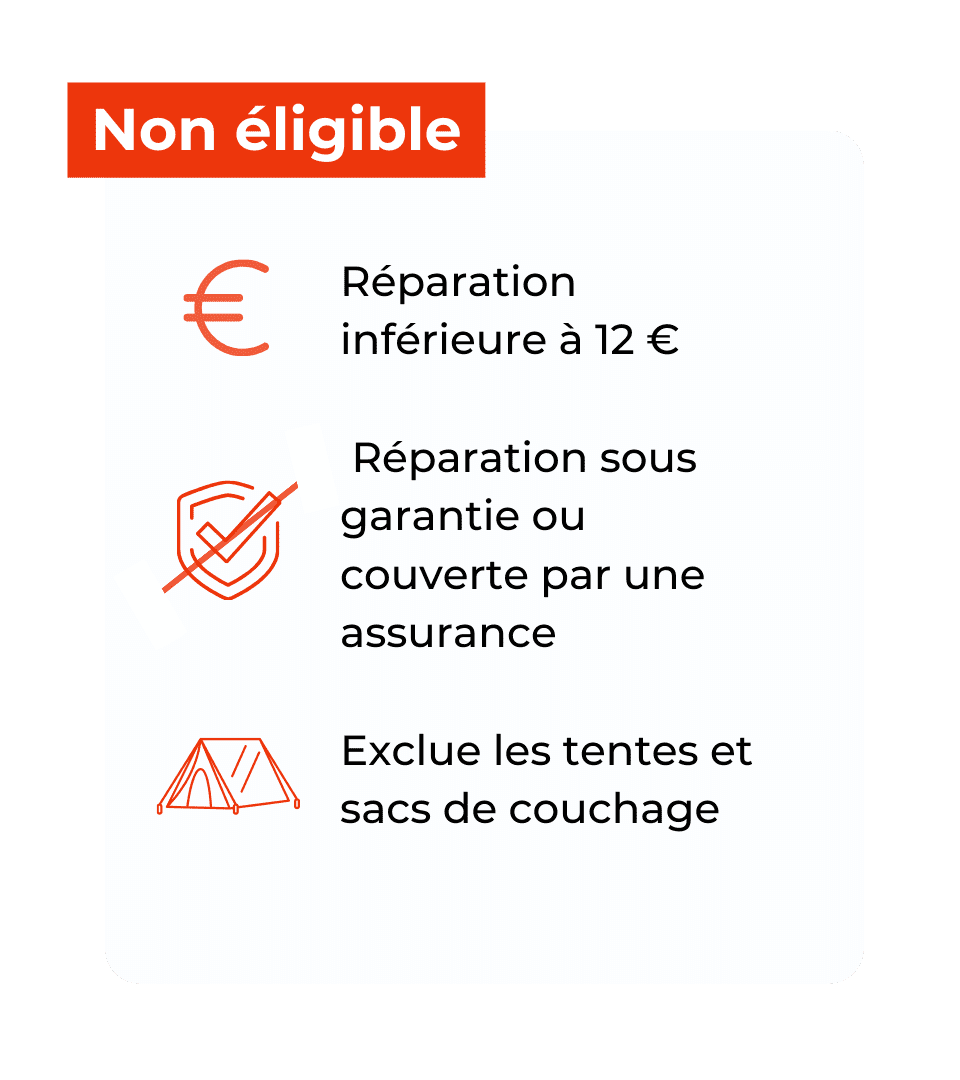Schéma avec les conditions où l'on n'est pas éligible au Bonus Réparation 