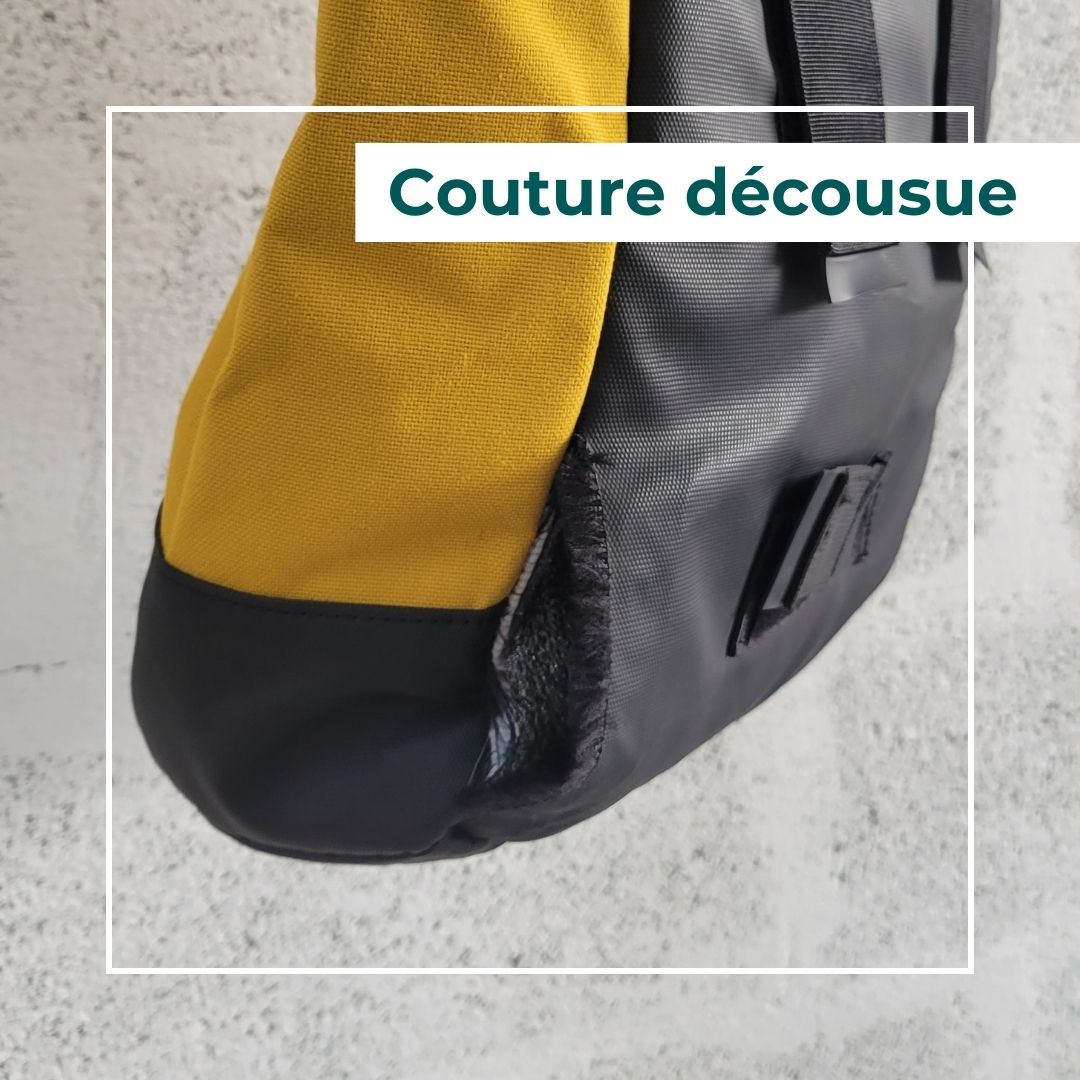Sac ayant une couture décousue illustrant les couture décousue