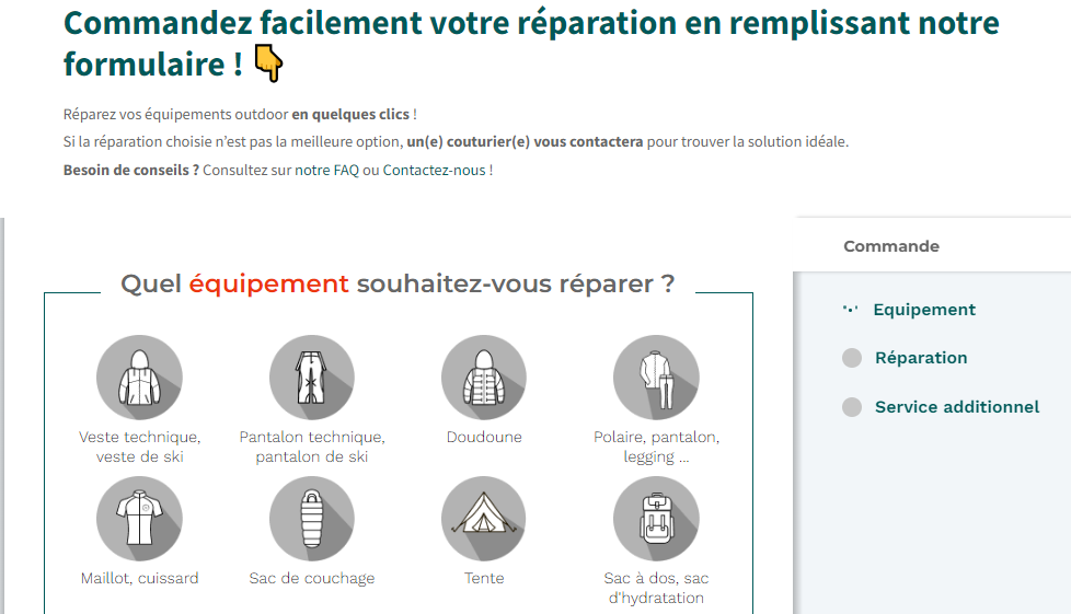 Capture d'écran du formulaire de réparation Goodloop