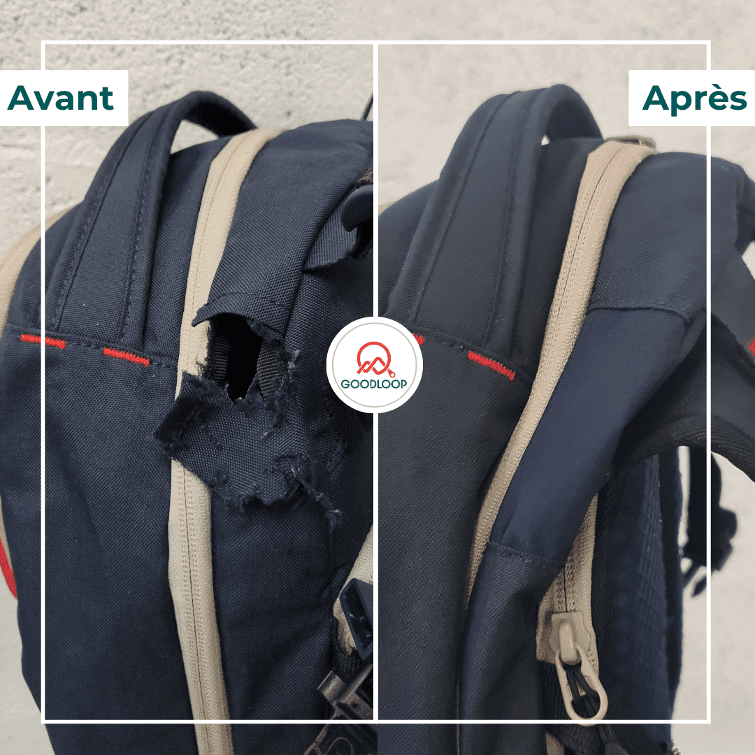 Réparation d'un sac Dakine déchiré, par Goodloop